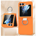 Miniatyrbild 1 av 4: Stötsäkert smalt skyddande TPU- phone case för Samsung Galaxy Z Flip 5 med ringfingerögla Orange