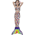 Miniatyrbild 1 av 4: Barn Flickor Mermaid Tail Bikini Set Badkläder Baddräkt Simdräkt Multi 6-7 Years