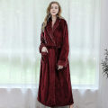 Miniatyrbild 1 av 4: Kvinnor Män Vinter Plus Size Flanellrock Extra lång Huva Varm Morgonrock Lovers Tjock Kimono Badrock Man Morgonrock Robes women wine L