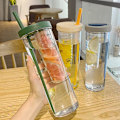 Miniatyrbild 2 av 5: Drickskopp med sugrör och lock, resekopp för lemonad, smoothie & juice, återanvändbar 700 ml plastgul green