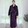 Miniatyrbild 1 av 4: Kvinnor Män Vinter Plus Size Flanellrock Extra lång Huva Varm Morgonrock Lovers Tjock Kimono Badrock Man Morgonrock Robes men purple L