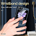 Miniatyrbild 2 av 5: Z Flip 5 Case, tunt Pu Läder Ring Stand Case För Samsung Galaxy Z Flip 5 Med handremshållare Orange