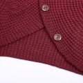 Miniatyrbild 4 av 5: Vinter Lös Turtleneck Tröja Långärmad Knapp Casual Pullover För Kvinnor Red M