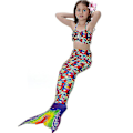 Miniatyrbild 2 av 4: Barn Flickor Mermaid Tail Bikini Set Badkläder Baddräkt Simdräkt Multi 4-5 Years