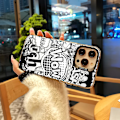 Miniatyrbild 4 av 5: Tecknad Frostat Dubbellager Färg Silver Phone Case Iphone 15 Case Case Stil K Vit Ypmd0864