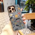 Miniatyrbild 5 av 5: Tecknad Frostat Dubbellager Färg Silver Phone Case Iphone 15 Case Case Style C Svart Ypmd0930