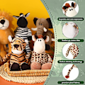Miniatyrbild 3 av 3: 6 delar Safari gosedjur Plysch djungel djurleksaker set för pojkar Flickor, söt lejon elefant Zebra giraff tiger apa för djurtema
