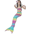 Miniatyrbild 3 av 4: Barn Flickor Mermaid Tail Bikini Set Badkläder Baddräkt Simdräkt Rainbow 6-7 Years