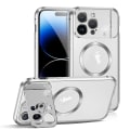 Miniatyrbild 1 av 5: Metall Magsafe case kompatibelt med Iphone 15 Pro Max, linsskydd i legering Case med osynligt Kindstand Silver For iPhone 15 Pro Max