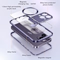 Miniatyrbild 5 av 5: Metall Magsafe case kompatibelt med Iphone 15 Pro Max, linsskydd i legering Case med osynligt Kindstand Silver For iPhone 15 Pro Max