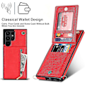 Miniatyrbild 4 av 4: Case i läder för Samsung Galaxy S23 Ultra/ S23+/ S23 med halsrem & stativ & dragkedja Red for S23 Ultra