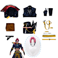 Miniatyrbild 1 av 4: Game LOL Heartsteel Cosplay Kayn Kostym Ögonlapp Peruk Anpassade Uniformer Män Kvinnor Karneval Halloween Festkläder Syntetiskt Hår M Costume set wig