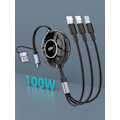 Miniatyrbild 1 av 5: 6-i-1 Infällbar iPhone Laddningskabel med E-Mark Chip, 100W USB A/USB C Snabb Infällbar iPhone Laddningskabel med Type C/Micro USB/IP