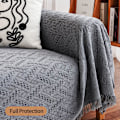 Miniatyrbild 3 av 5: Sektionssofföverdrag, Sofföverdrag för 3-sits soffa, Geometriskt Jacquardtyg Sofföverdrag (X-Large, 180x300 cm, Mörkgrå)