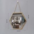 Miniatyrbild 2 av 5: Hexagon Väggspegel Hängande Metallram Dekorativ Spegel med Kedja Sminkspegel för Badrum Vardagsrum Sovrum (L) Hexagonal Mirror