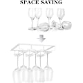 Miniatyrbild 2 av 5: Vinglasställ - Vinglashållare för under skåp, förvaring av glas, hängare i metall, organizer, 3 rader, 1-pack, vit White