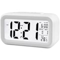 Miniatyrbild 1 av 4: Smart Digital Väckarklocka med Datum och Temperatur Snooze-knapp Ovanpå, Batteridriven Rektangulär Bordsklocka med Nattlampa