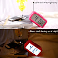 Miniatyrbild 4 av 4: Smart Digital Väckarklocka med Datum och Temperatur Snooze-knapp Ovanpå, Batteridriven Rektangulär Bordsklocka med Nattlampa