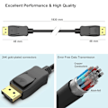 Miniatyrbild 5 av 5: 1 DisplayPort till DisplayPort, hane till hane videokabel 1,8m kabel, DP till DP hane till hane kabel, stöder 4K@60Hz, 2K@165Hz 1pcs