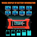 Miniatyrbild 5 av 5: Batteriladdare, 10A 12V/24V 5A Multipel Skydd Batteriladdning, Intelligent LCD-Display, Laddar Automatiskt Motorcykel