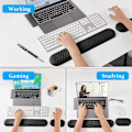 Miniatyrbild 3 av 5: Ergonomiskt handledsstöd för tangentbord med PU-läder och memory foam, bekvämt handledsstöd för laptop, tangentbordsplatta för att lindra smärta vid skrivande (Svart) Black