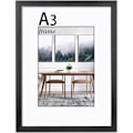 Miniatyrbild 1 av 5: A3 Fotoram, A3 Ram med Plexiglas och Passepartout, Fotoramar endast för Väggmontering, Massivt Trä, Svart, 1-pack