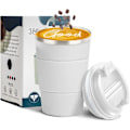 Miniatyrbild 1 av 5: Isolerad Resemugg Spillfri Läcksäker Bärbar Rostfritt Stål för Camping (Vit, 414 ml) White