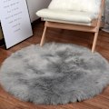 Miniatyrbild 5 av 5: Rund matta i fuskpäls, Fårskinnsimitation, Fluffig golvmatta, för sovrum vardagsrum, Grå - Diam 20 tum Light Gray