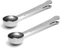 2 i 1 Kaffemått Sked Lång Tesked med Ziploc-påsklämma Rostfritt Stål 2-Pack silver 2pcs