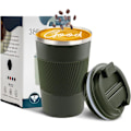 Miniatyrbild 1 av 5: Isolerad Resemugg för Kaffe Spill- och Läcksäker Bärbar Rostfritt Stål för Camping (Grön, 414 ml) Green