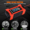 Miniatyrbild 3 av 5: Batteriladdare, 10A 12V/24V 5A Multipel Skydd Batteriladdning, Intelligent LCD-Display, Laddar Automatiskt Motorcykel