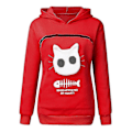 Miniatyrbillede 4 af 5: Sweatshirt Katteelskere Hættetrøje Kænguru Hund Kæledyr Pote Pullovers Kælepose Sweatshirt Lomme Dyreøre Hætte-Xin Red S