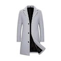 Miniatyrbillede 1 af 5: Mænds trenchcoat med revers, enkeltknappet, lang peacoat jakke - Xin GRAY S