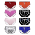 Miniatyrbillede 2 af 5: Herre Wet Look Patent Læder Briefs Undertøj Elastisk Taljebånd Underbukser til Klub Pole Dancing-xindaren Silver M