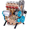 Miniatyrbillede 1 af 5: Cylinder Fuldstændig Metal Bilmotor Model V8 Motor Model Arbejdende DIY Bilmotor Model Børns Bilmotor Byggeteknik Legetøj - Xin A