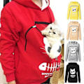 Miniatyrbillede 2 af 5: Sweatshirt Katteelskere Hættetrøje Kænguru Hund Kæledyr Pote Pullovers Kælepose Sweatshirt Lomme Dyreøre Hætte-Xin Red L