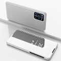 Miniatyrbillede 1 af 5: Belagt Spejl Overflade Visningsvindue Læder Telefon Cover Stativ til Oppo Find X3/x3 Pro - Sort-Xin Silver