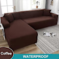 Miniatyrbild 1 av 5: Vattentätt Sofföverdrag 1/2/3/4-sits Sofföverdrag för Vardagsrum Elastiskt Enfärgat L-format Hörnsofföverdrag för Soffa Fåtölj-Xin coffee 4 Seater 235-300cm