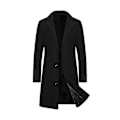 Miniatyrbillede 1 af 5: Mænds trenchcoat med revers, enkeltknappet, lang peacoat jakke - Xin BLACK M
