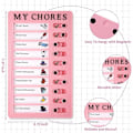 Pikkukuva 2 / 5: Lasten Kotitehtävätaulu - Minun Kotitehtävärutiini - Tyhjä Muovinen Tarkastustaulu 2 Irrotettavalla Korttipaperilla ja 4 Magneetti-Xin Pink My Chores