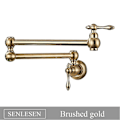Miniatyrbild 1 av 5: Senlesen Vikbar Kökskran i Borstad Guld, Väggmonterad, Enkelflödes Kallt Vatten, Mässing, Rotationsbar Vikbar Pip, Pot Filler Kran - Xin Brushed Gold