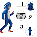 Miniatyrbild 6 av 6: Sonic the Hedgehog Cosplay-dräkt för barn, pojkar, flickor - Bodysuit + Mask + Handskar 10-14 år = EU 140-164 - Perfekt Bodysuit + Huva + Handskar-Xin Jumpsuit+huva+handske 5-6 år = EU 110-116