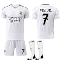 Miniatyrbild 1 av 2: Real Madrid Hemmafotbollströja för Barn och Vuxna 2024-2025 med Strumpor Storlek 7 VINI JR-Xin No.7 VINI JR L