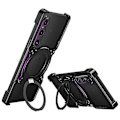 Miniatyrbillede 1 af 5: til Sony Xperia 1 V Støtteben Etui Metal Bumper Magnetisk Telefon Cover - Sort Lilla-Xin Black Purple