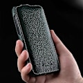 Miniatyrbilde 2 av 5: Passer til iPhone 14 ekte kuskinn + PC-skall vertikal flip litchi-mønster beskyttende mobiltelefondeksel-Xin Dark green