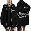 Miniatyrbillede 1 af 2: Stray Kids Hættetrøjer Skzoo Printede Jakker Skz Hættetrøjer Koreanske Kpop Koncert Jakker Stray Kids Sweatshirts Y2k Mænd Kvinder-Xin Black11 S