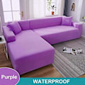 Miniatyrbild 1 av 5: Vattentätt Sofföverdrag 1/2/3/4-sits Sofföverdrag för Vardagsrum Elastiskt Enfärgat L-format Hörnsofföverdrag för Soffa Fåtölj-Xin purple 1 Seater 90-140cm