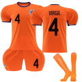 Miniatyrbillede 1 af 2: UEFA Euro 2024 Holland Hjemme Børnefodboldsæt nr. 4 Virgil-Xin 16