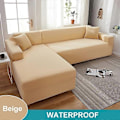 Miniatyrbilde 1 av 5: Vanntett Sofatrekk 1/2/3/4 Seter Sofatrekk for Stue Elastisk Solid L-formet Hjørnesofatrekk for Sofa Stol - Xin beige 2 Seater 145-185cm