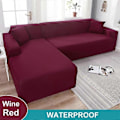 Miniatyrbilde 1 av 5: Vanntett Sofatrekk 1/2/3/4 Seter Sofatrekk for Stue Elastisk Solid L-formet Hjørnesofatrekk for Sofa Stol - Xin wine red 3 Seater 190-230cm